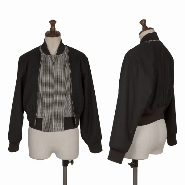 COMME des GARCONS Houndtooth 2way Bomber Jacket Black S K-168835_001