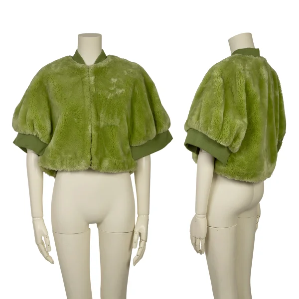 COMME des GARCONS Faux Fur Zip-up Short Blouson Light Green XS-S K-168836_001