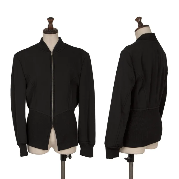 COMME des GARCONS Wool Curve Switching Zip Blouson Black M K-168837_001
