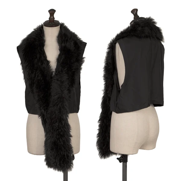 COMME des GARCONS Fur Collar Sleeveless Vest Black XS-S K-168840_001