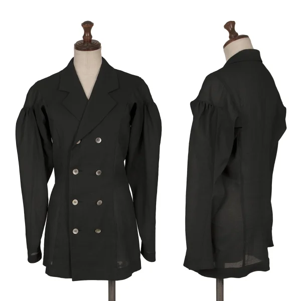 COMME des GARCONS Sheer Sleeve Gathered Double Jacket Black S K-168844_001