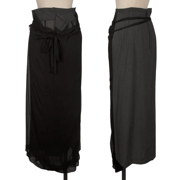 COMME des GARCONS Switching Cut Off Skirt Black,Grey S K-168863_001