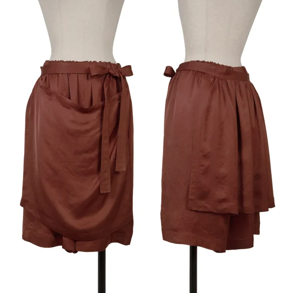 Unbranded Pleated Wrap Shorts Brown XS-S K-168865_001