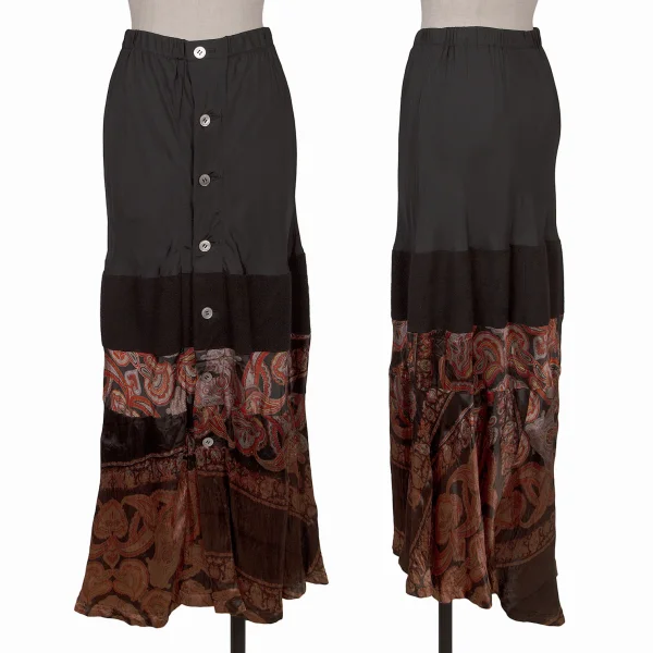 COMME des GARCONS Paisley Switching Wrap Skirt Black,Orange XS-S K-168867_001