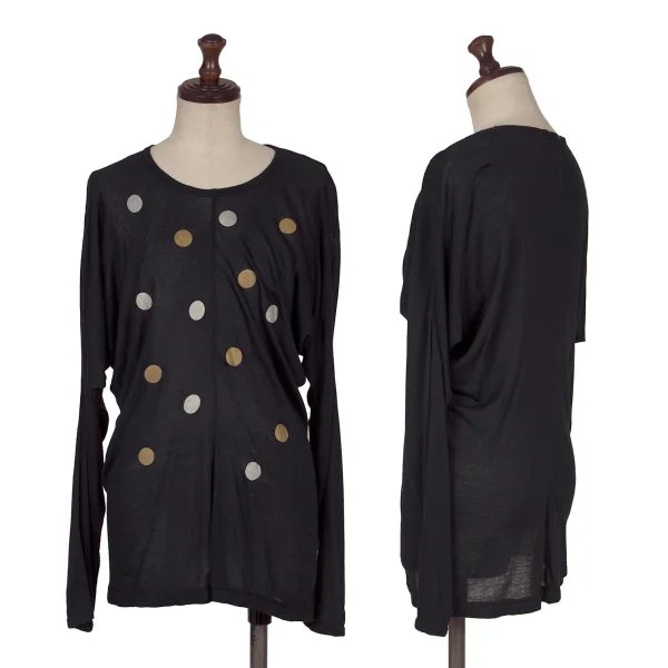 COMME des GARCONS Rayon Silk Dot Print Dolman Knit Top Navy XS-S K-168888_001