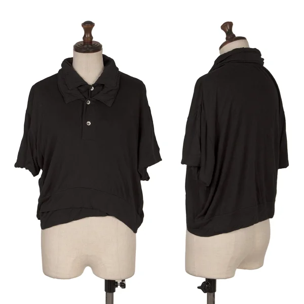 COMME des GARCONS Layered Design Short Sleeve Polo Shirt Black XS-S K-168893_001
