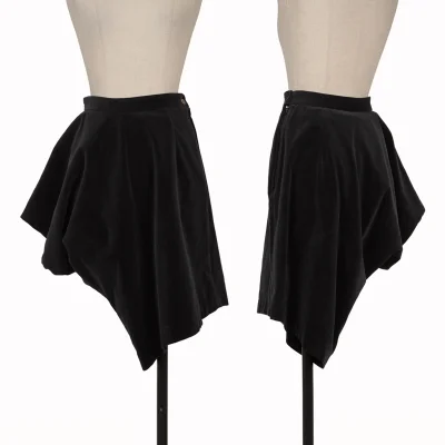COMME des GARCONS NOIR Asymmetry Draped Velvet Skirt