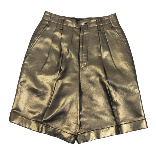 COMME des GARCONS NOIR Metallic Two Tuck Shorts Gold M K-168902_001