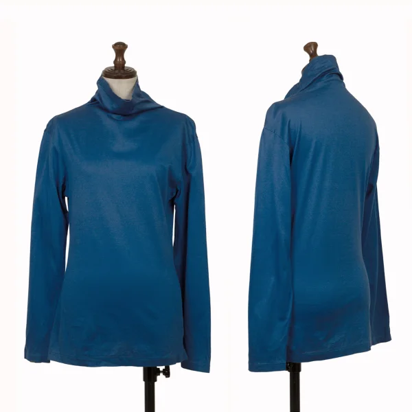 Yohji Yamamoto FEMME Cotton High Neck T-shirt Blue M K-168910_001