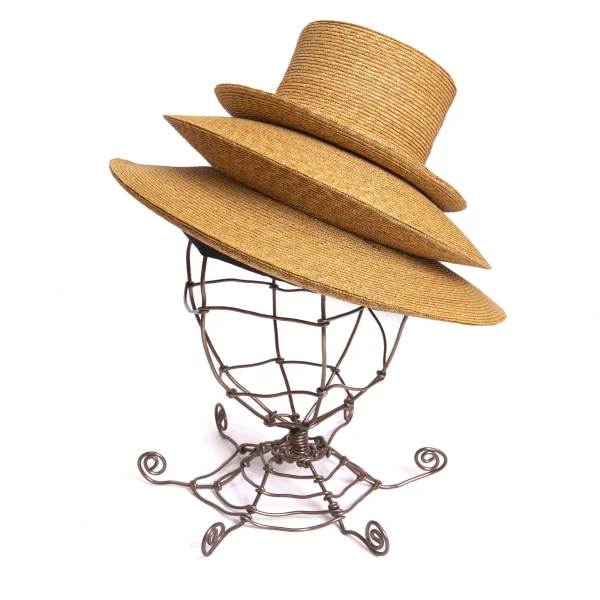 COMME des GARCONS Deformation Layered Design Straw Hat Beige  K-168914_001