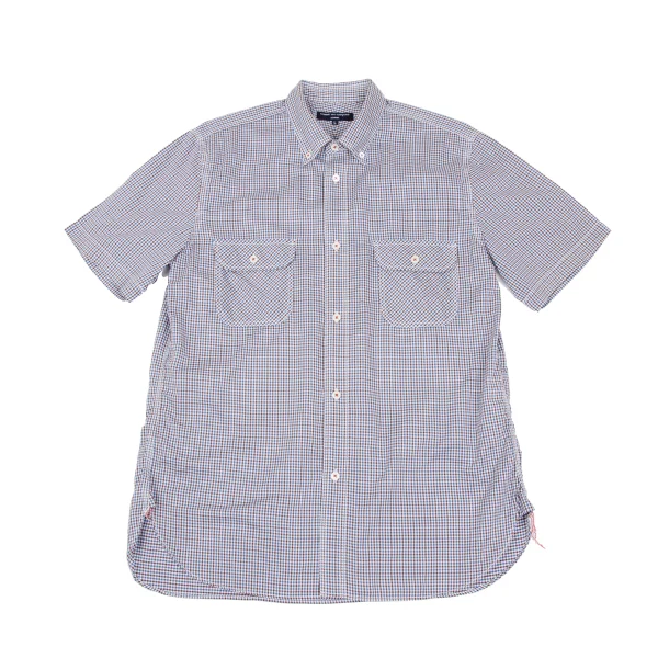 COMME des GARCONS HOMME Flap Pocket Check Short Sleeve Shirt Blue,Brown,White L K-168922_001