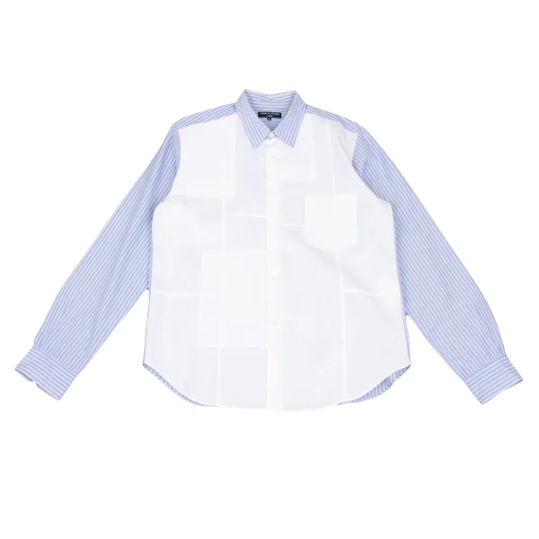 COMME des GARCONS HOMME Patchwork Switching Striped Shirt Blue,White L K-168924_001