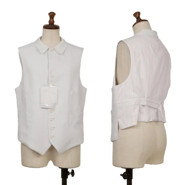 Y's Linen Blended Vest White,Sky blue S-M K-168926_001