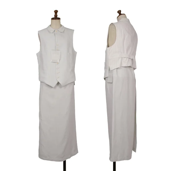 Y's Linen Blended Vest & Skirt Sky blue S-M K-168928_001