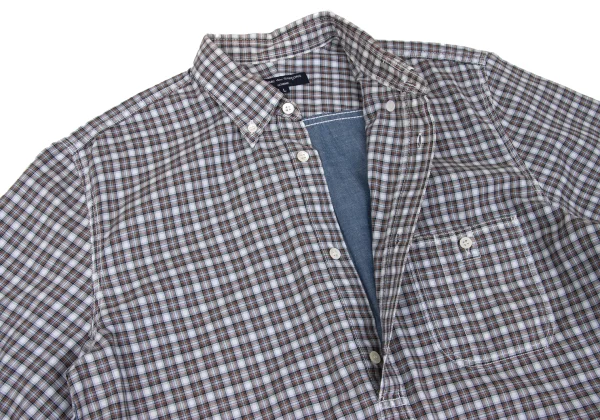 COMME des GARCONS HOMME Back Switching Check Pullover Button Down Shirt K-168930_006