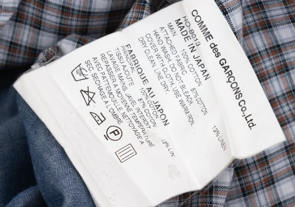 COMME des GARCONS HOMME Back Switching Check Pullover Button Down Shirt K-168930_016