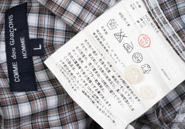 COMME des GARCONS HOMME Back Switching Check Pullover Button Down Shirt K-168930_017