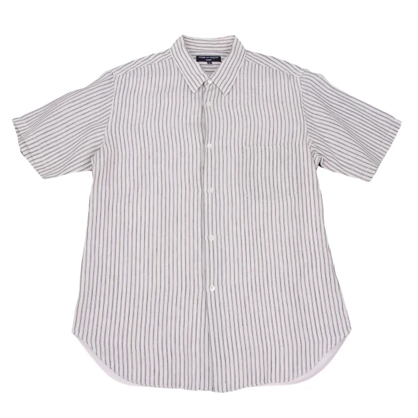 COMME des GARCONS HOMME Linen Back Cotton Striped Short Sleeved Shirt Beige L K-168931_001