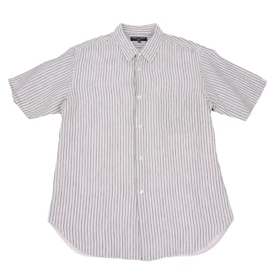 COMME des GARCONS HOMME Linen Back Cotton Striped Short Sleeved Shirt