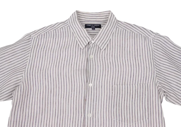 COMME des GARCONS HOMME Linen Back Cotton Striped Short Sleeved Shirt K-168931_002