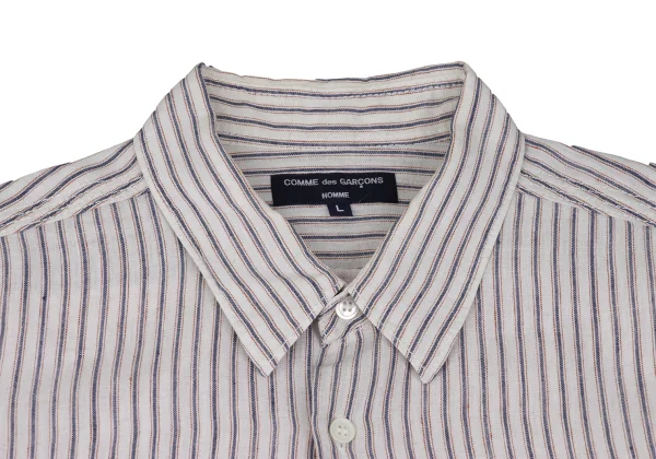 COMME des GARCONS HOMME Linen Back Cotton Striped Short Sleeved Shirt K-168931_003