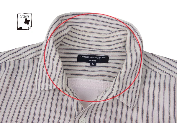 COMME des GARCONS HOMME Linen Back Cotton Striped Short Sleeved Shirt K-168931_004