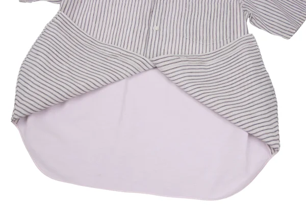 COMME des GARCONS HOMME Linen Back Cotton Striped Short Sleeved Shirt K-168931_009