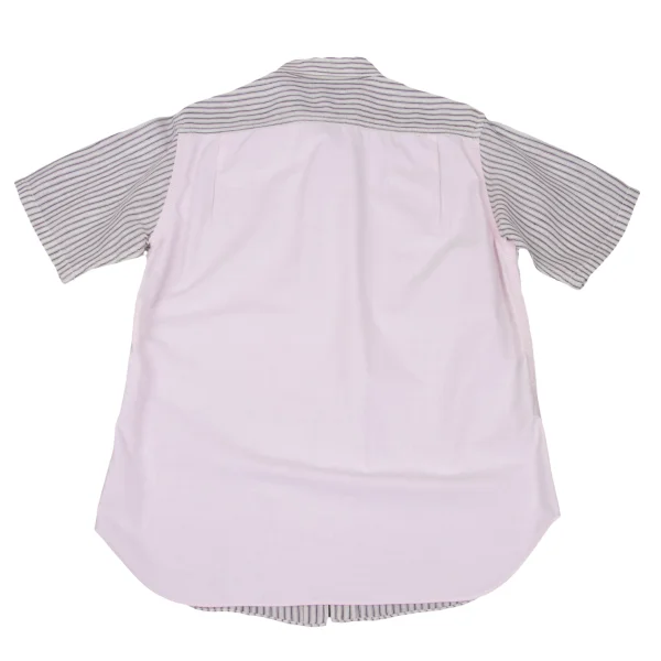 COMME des GARCONS HOMME Linen Back Cotton Striped Short Sleeved Shirt K-168931_010