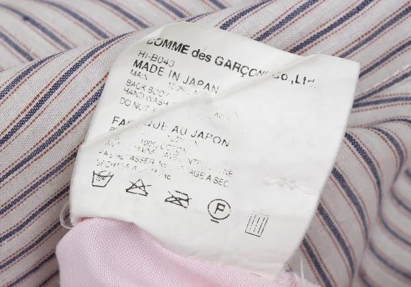 COMME des GARCONS HOMME Linen Back Cotton Striped Short Sleeved Shirt K-168931_014