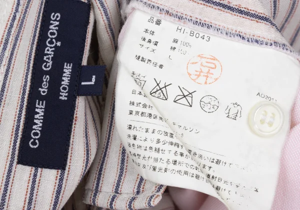 COMME des GARCONS HOMME Linen Back Cotton Striped Short Sleeved Shirt K-168931_015