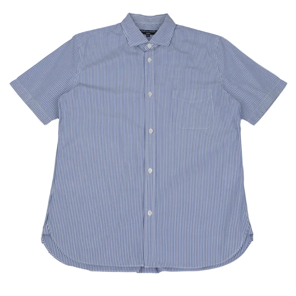 コムデギャルソン オムCOMME des GARCONS HOMME コットンパッチポケットストライプ半袖シャツ 青白L