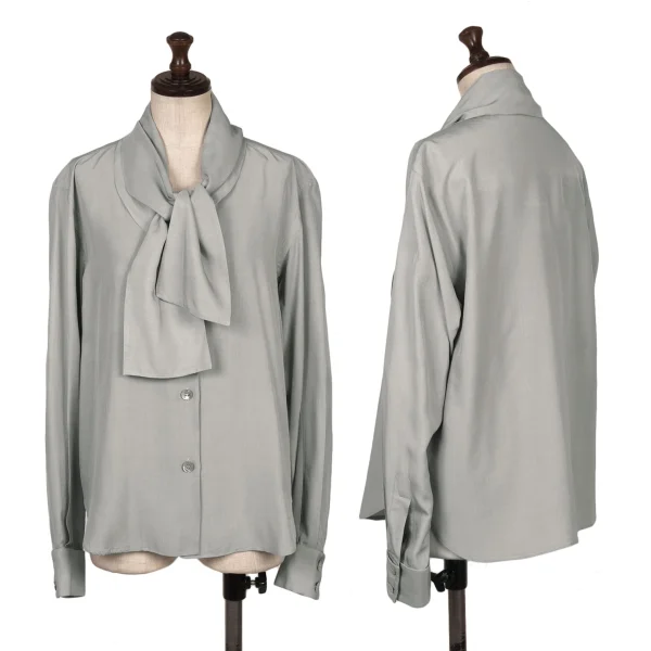 PRADA Tie-neck Blouse Grey S-M K-168936_001