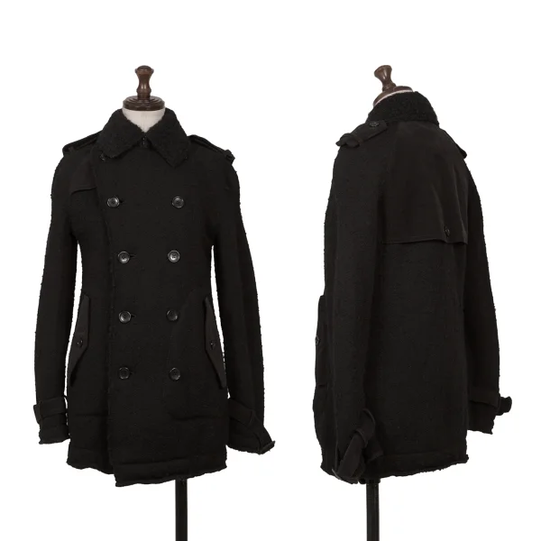 JUNYA WATANABE MAN PINK Piling Pile Knit Short Trench Coat Black S K-168939_001