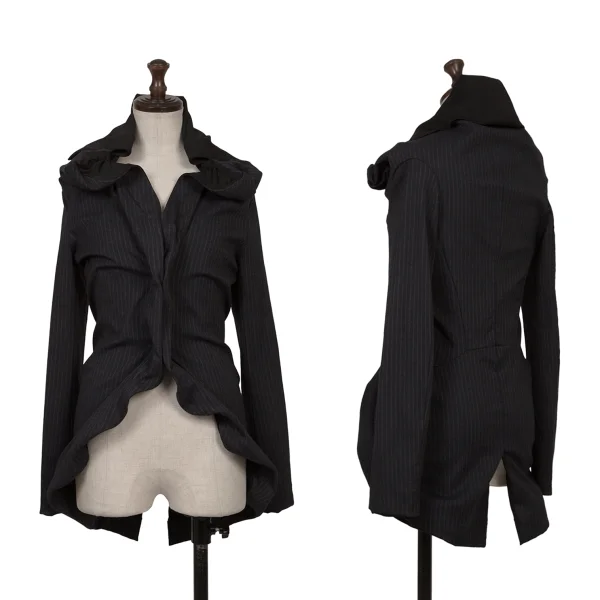 JUNYA WATANABE COMME des GARCON Striped Drape Design Jacket Navy S K-168940_001