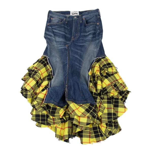 JUNYA WATANABE COMME des GARCONS denim Check Switching Rebuild Skirt K-168950_002