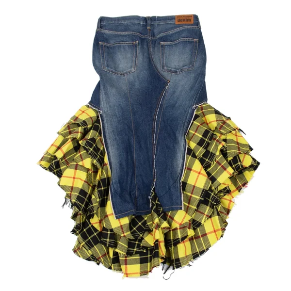 JUNYA WATANABE COMME des GARCONS denim Check Switching Rebuild Skirt K-168950_011