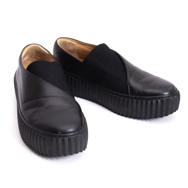 ISSEY MIYAKE x UN Platform Leather Shoes Black 38 K-168965_001