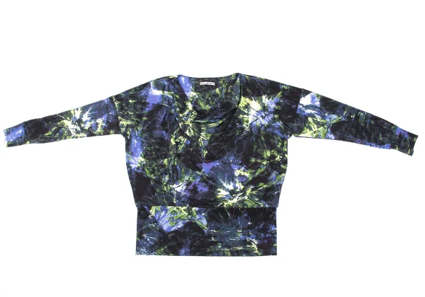 ISSEY MIYAKE Draped-neck Graphic Printed Long Sleeve Top K-168969_002