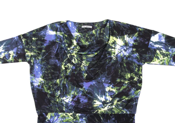 ISSEY MIYAKE Draped-neck Graphic Printed Long Sleeve Top K-168969_003