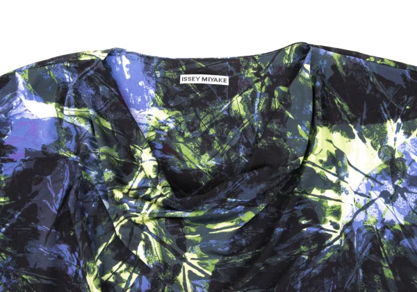 ISSEY MIYAKE Draped-neck Graphic Printed Long Sleeve Top K-168969_004