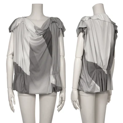 ISSEY MIYAKE Gather Switching Printed Sleeveless Top