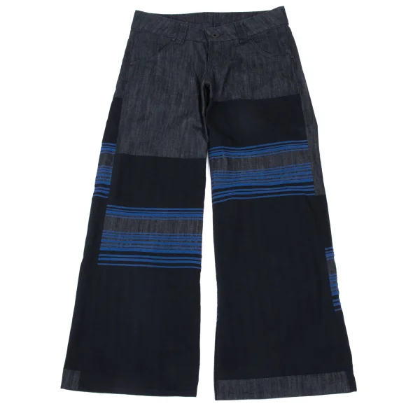 ISSEY MIYAKE A.POC INSIDE Stripe Woven Jacquard Wide Denim Pants  Indigo 3 K-168971_001