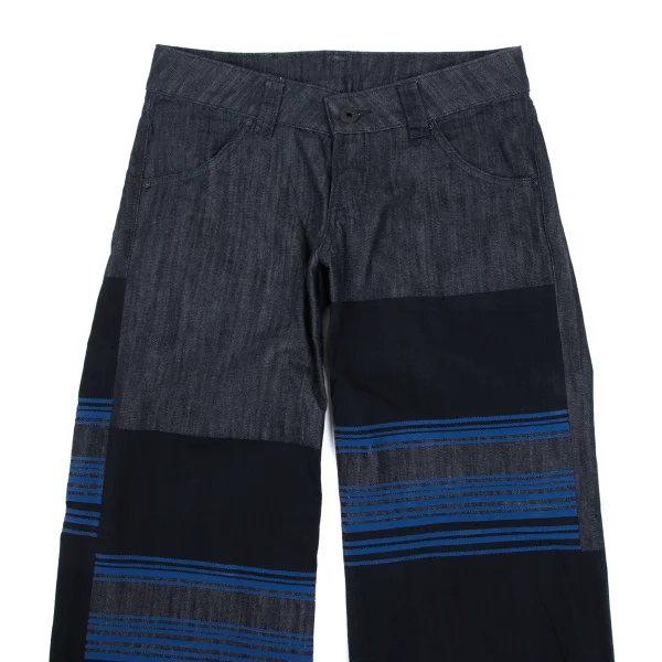 ISSEY MIYAKE A.POC INSIDE Stripe Woven Jacquard Wide Denim Pants K-168971_002