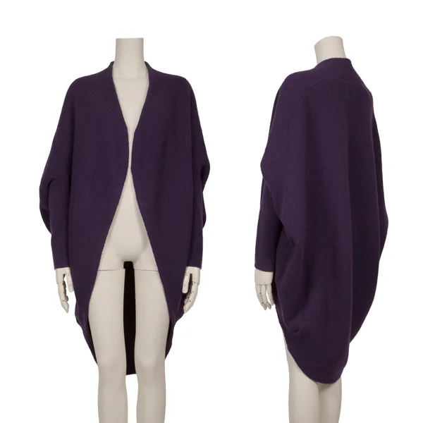 Sybilla Ribbed Sleeve Long Knit Cardigan Purple M K-168977_001