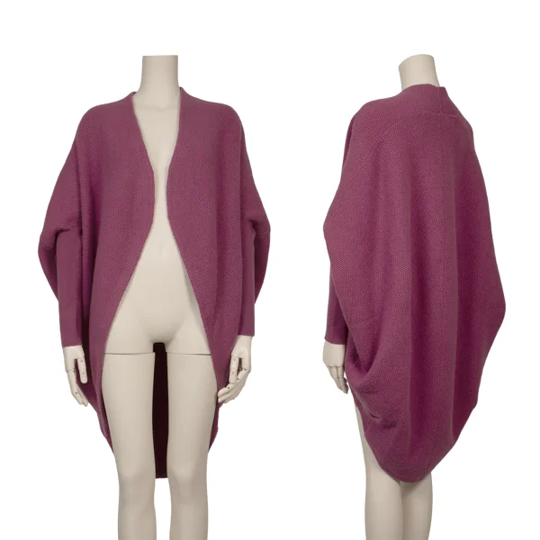 Sybilla Ribbed Sleeve Long Knit Cardigan Pink M K-168978_001