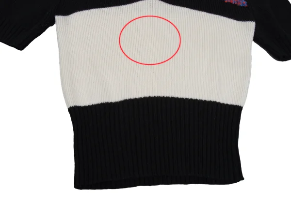 CARVEN Wool Blend Switching V Neck Short Sleeve Knit Sweater K-168980_008