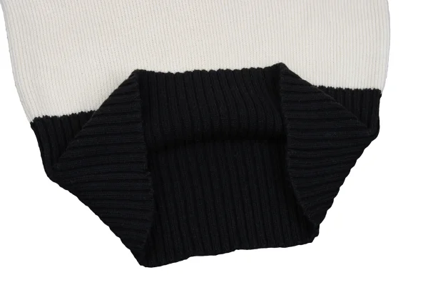 CARVEN Wool Blend Switching V Neck Short Sleeve Knit Sweater K-168980_010