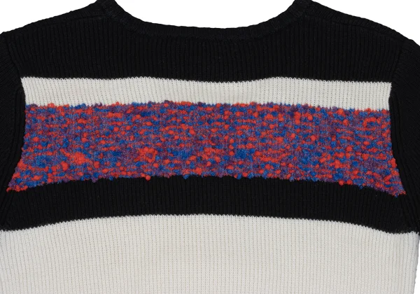 CARVEN Wool Blend Switching V Neck Short Sleeve Knit Sweater K-168980_012