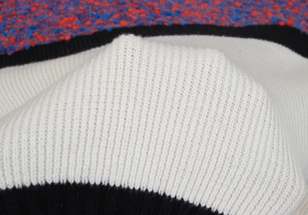 CARVEN Wool Blend Switching V Neck Short Sleeve Knit Sweater K-168980_013