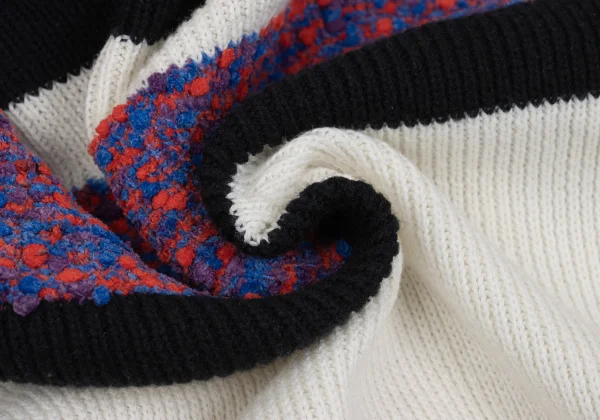 CARVEN Wool Blend Switching V Neck Short Sleeve Knit Sweater K-168980_014